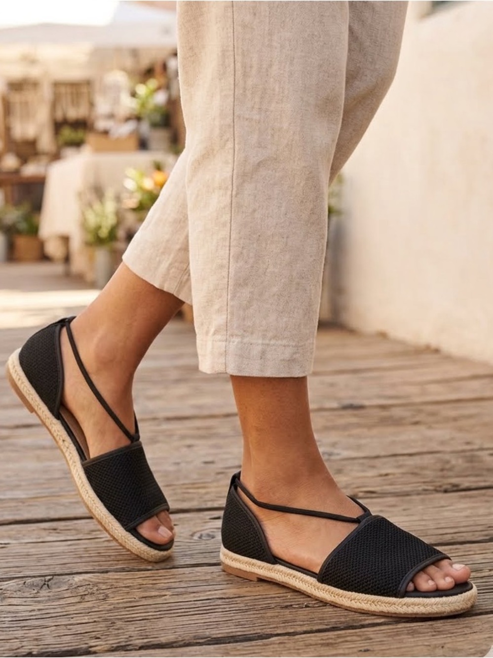 Esprit Black Espadrille Flat Sandals